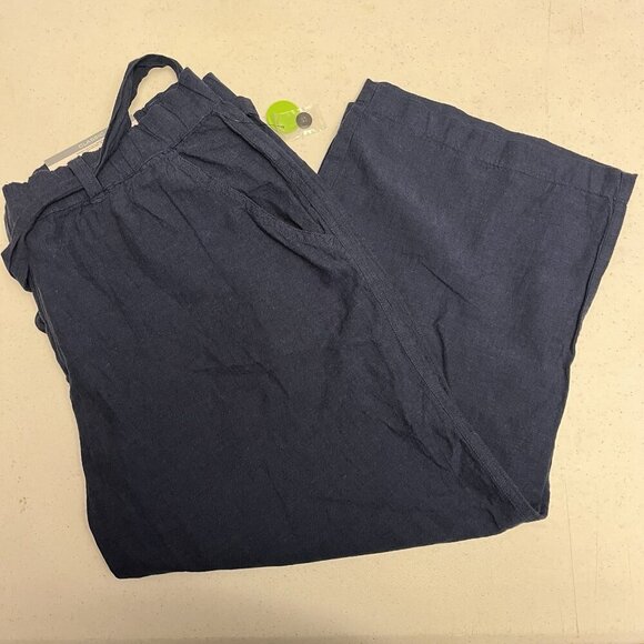 Liz Claiborne‎ Wide Leg Indigo Capri Pants with Pockets Drawstring Closure XL - Picture 1 of 5